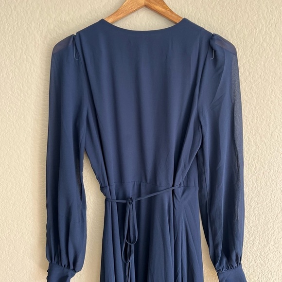My Whole Heart Dark Navy Blue Long Sleeve Wrap Dress - Picture 5 of 5